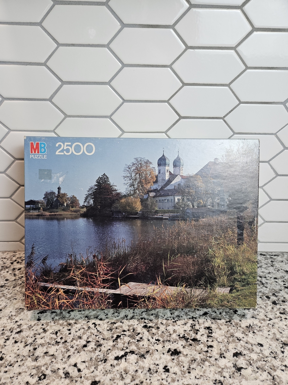 MB 2500-Piece Scenic Lake Puzzle — Blue and Green